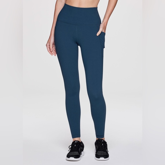 RBK women’s Medium Ribbed High-Waisted Dark Teal Leggings - Picture 1 of 11